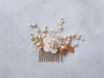 Lotus Garden Haircomb - Gold, White