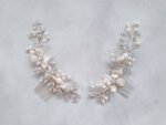Extravagant Pearl Flower Side Hairvine - White Silver