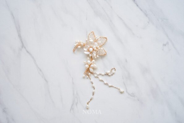 ACC-202000024-Pearl-Flower-Earpiece-Gold-Left