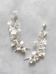 Clay Flower Blossom Side Hairvine - White Silver