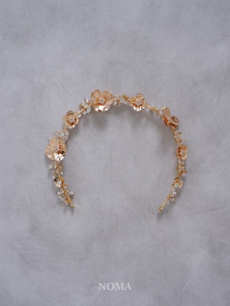 Simple Bronze Flower Headband - Gold