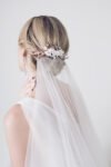 Clay Flower Lily Mesh Leaves Haircomb - Rose Gold