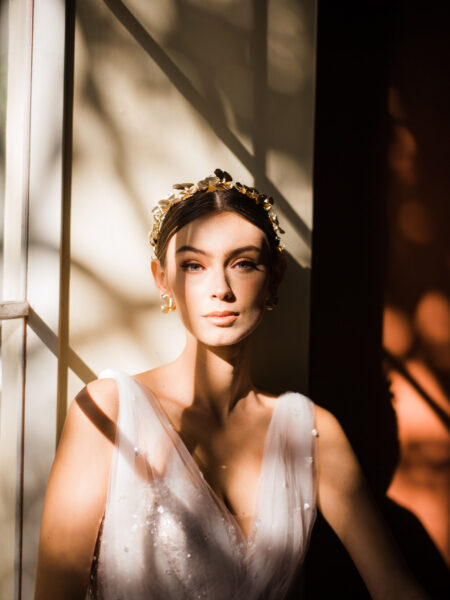 Floral Petal Filled Headband - 18k Yellow Gold