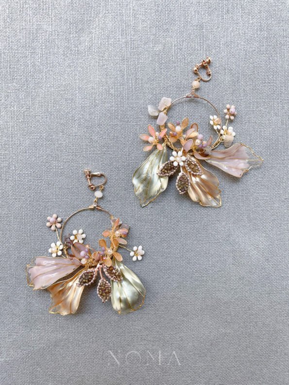 ACC-202100064-Flower-Blossom-Beaded-Leaves-Earrings-Gold-Clip-1