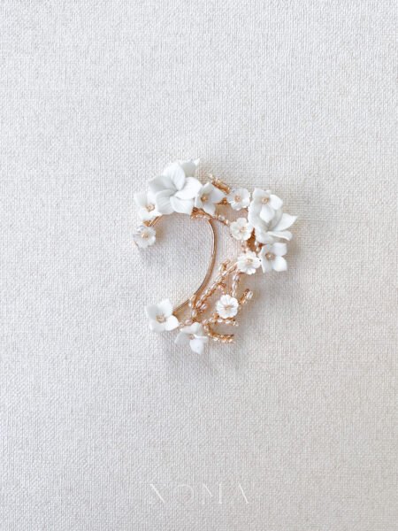 Clay Flower Pearl Branches Earpiece - Gold (Left)