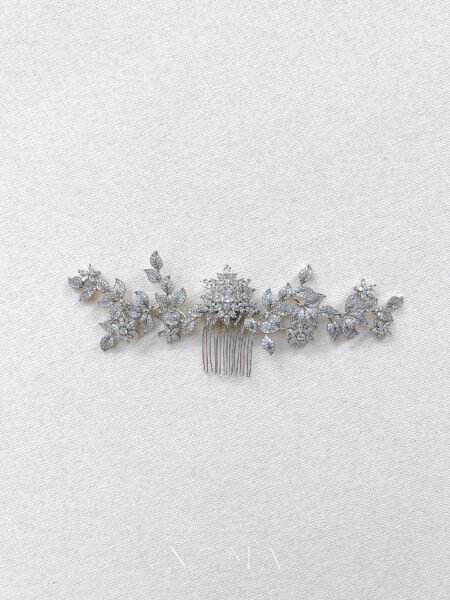 Paved Twigs Royal Art Medium Haircomb - White Gold
