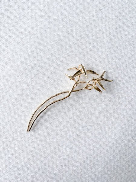 Natural Bamboo Hairpin - 18k Yellow Gold