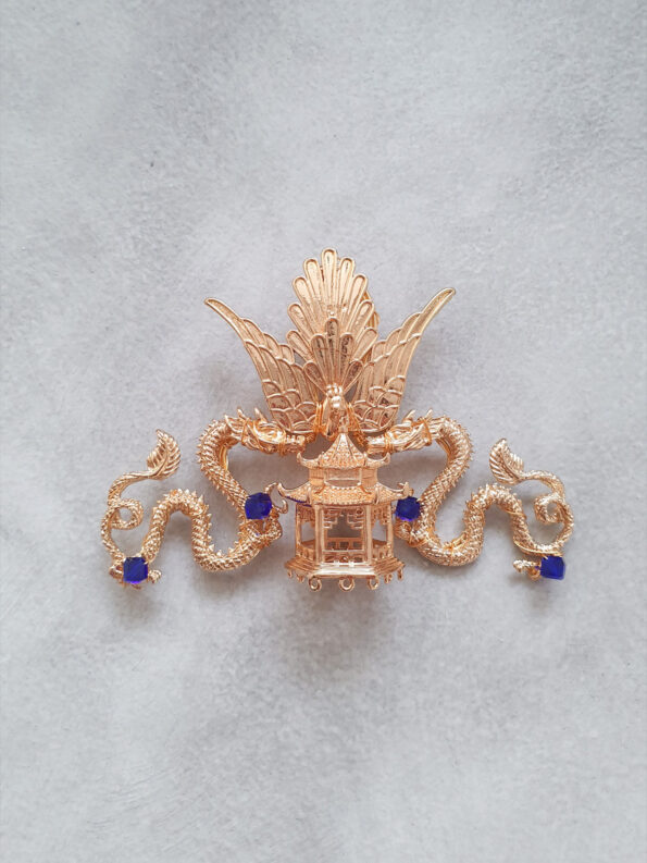 CHN-201900011-Phoenix-Dragon-Pagoda-Brooch-Gold-Navy