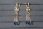 Floral Pearl Earrings - Gold, Navy