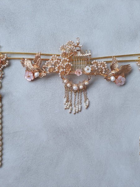 Crane Flowers Set - Gold, Pink (3 pcs)