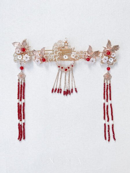 Crane Flowers Set - Gold, Red (3 pcs)