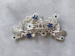 Crane Flowers Haircomb - Silver, Sapphire