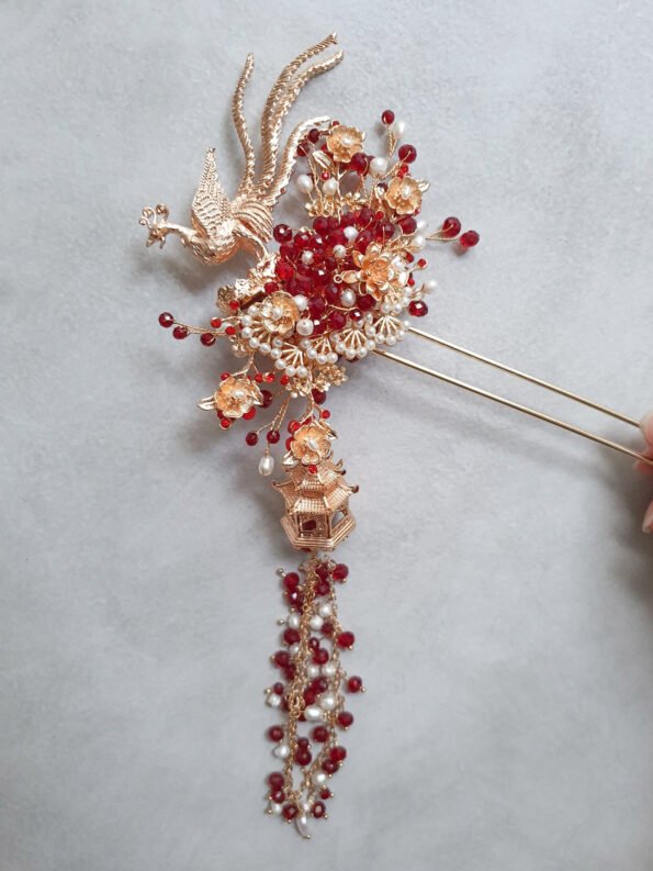 CHN-201900106-3D-Phoenix-Paradise-Hairpin-Gold-Red