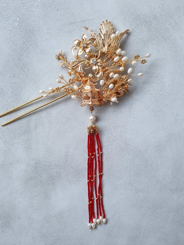CHN-201900127-Dragon-and-Phoenix-Pagoda-Hairpin-Gold-Left