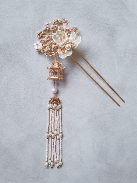 Pagoda Pink Hairpin - Gold (Right)