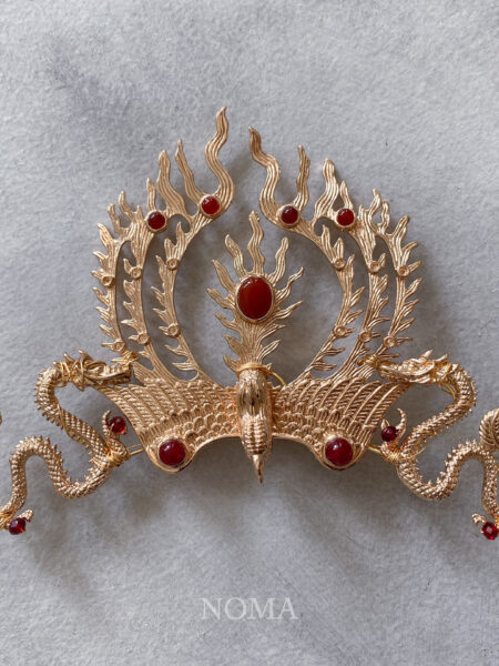 Majestic Phoenix Brooch - Gold, Red