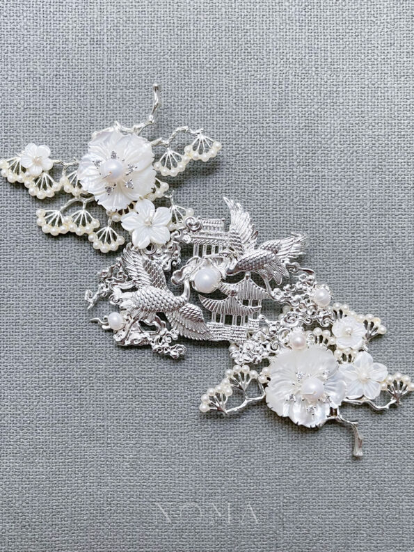 CHN-202100003-Twin-Flying-Crane-Pavilion-Brooch-Silver