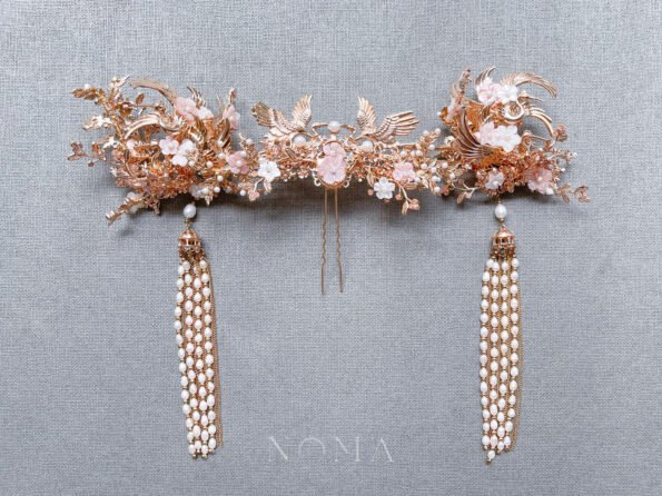 CHN-202100024-Twin-Crane-Blossom-Set-Gold-Pink-3-pcs
