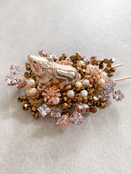 Bronze Rat Hairpin - Gold