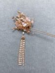 Twin Crane Blossom Hairpin - Gold, Pink (Right)