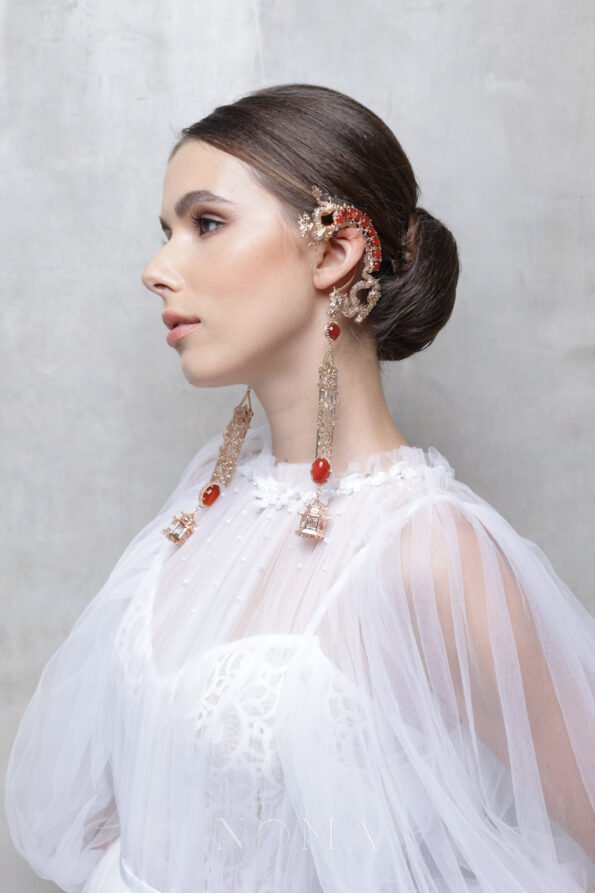 CHN-202200019-Runway-Dragon-Earpiece-Gold-Red-Left-3