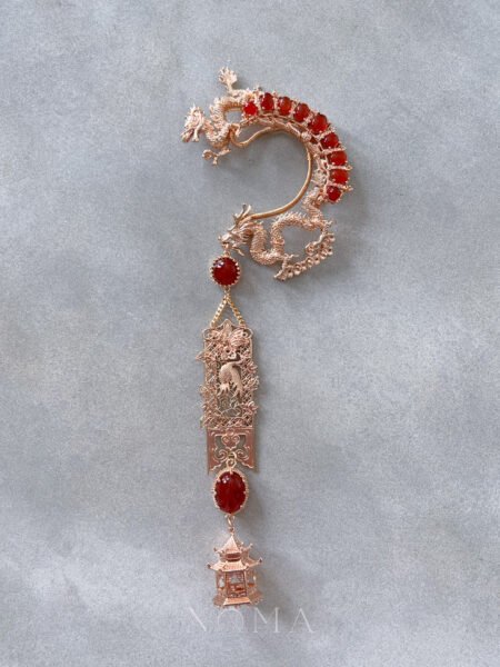 Runway Dragon Earpiece - Gold, Red (Left)