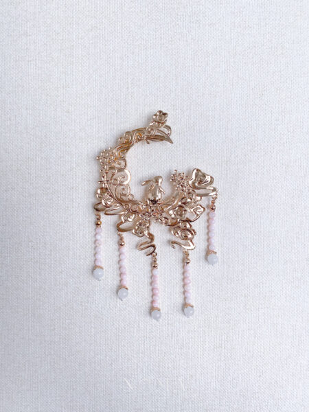 Magical Moon Rabbit Brooch - Gold, Pink