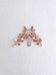 Flying Crane Pearl Blossom Haircomb - Gold, White