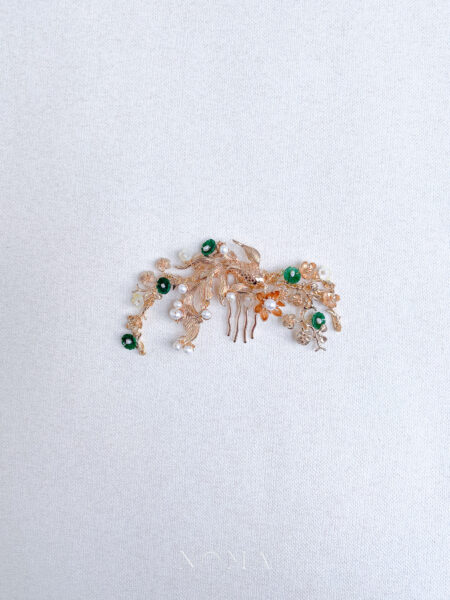 Jade Koi Haircomb - Gold, Jade