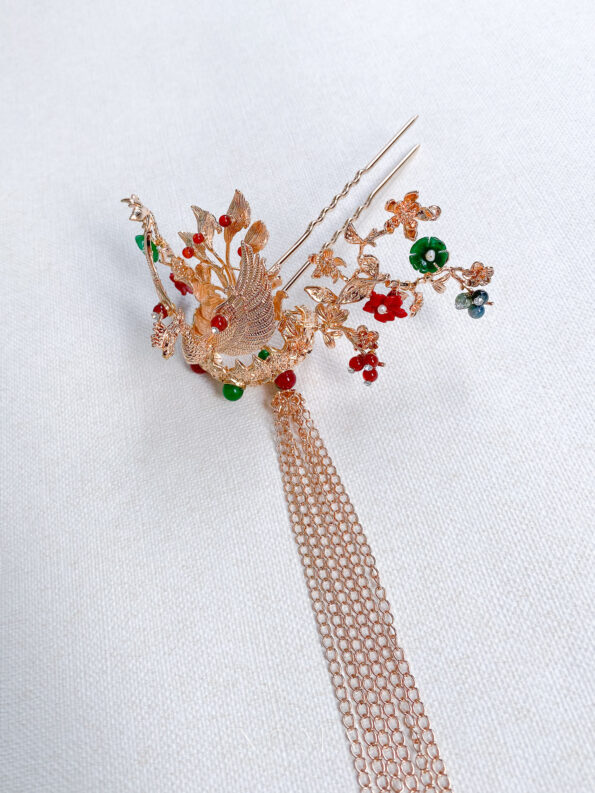 CHN-202200066-3D-Phoenix-Bowl-Garden-Hairpin-Gold-Red-Left