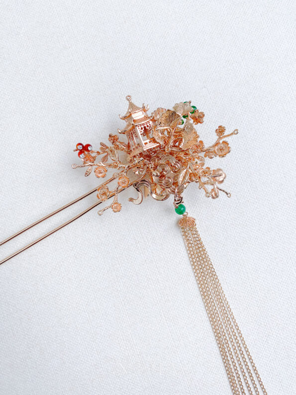 CHN-202200070-Branching-Pagoda-Garden-Hairpin-Gold-Red-Left-1