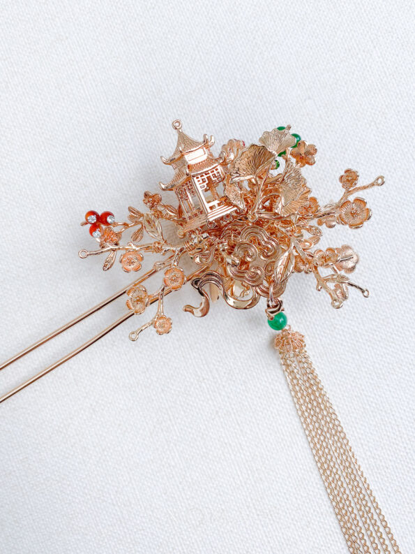 CHN-202200070-Branching-Pagoda-Garden-Hairpin-Gold-Red-Left-2