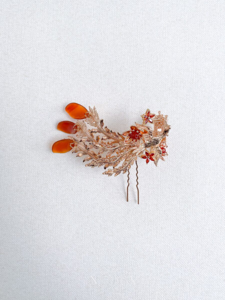 Flying Phoenix Tail Pagoda Ponytail Hairpin - Gold, Red