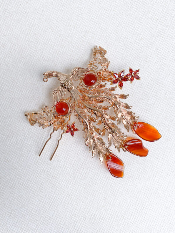 CHN-202200096-Flying-Phoenix-Tail-Koi-Ponytail-Hairpin-Gold-Red-1