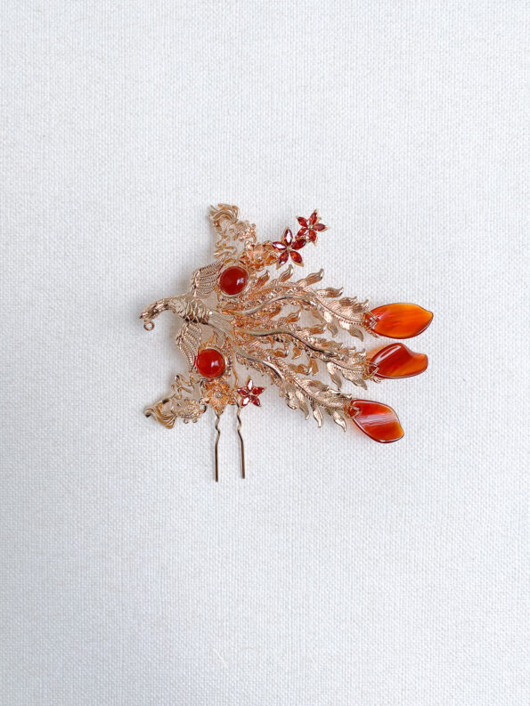 CHN-202200096-Flying-Phoenix-Tail-Koi-Ponytail-Hairpin-Gold-Red