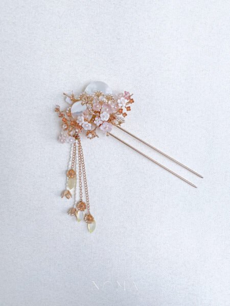 Moon Shell Orient Hairpin - Gold, Pink