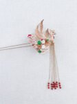 CHN-202300014 – 4D Phoenix Feather Pearl Tree Hairpin – Gold – – Left – C1