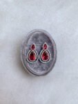 Double Pear Bezel Earrings - Rhodium White Gold, Pink Ruby