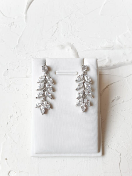 Marquise Drop Earrings - Rhodium White Gold