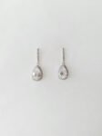 Simple Pear Earrings - Rhodium White Gold