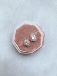 Oval T Arrangement Small Earrings - 18k Rose Gold, White Diamond (Needle)