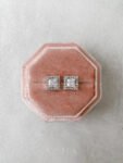 Princess Bezel Earrings - Rhodium White Gold