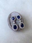 Drop Oval Radiance Earrings - Rhodium White Gold, Sapphire