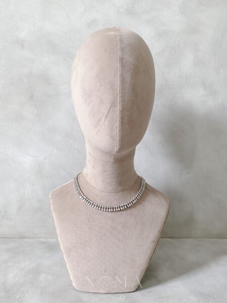 Drop Round Pear Choker - Rhodium White Gold
