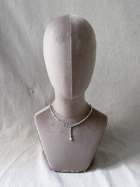Mini Gems Dangling Necklace - Rhodium White Gold