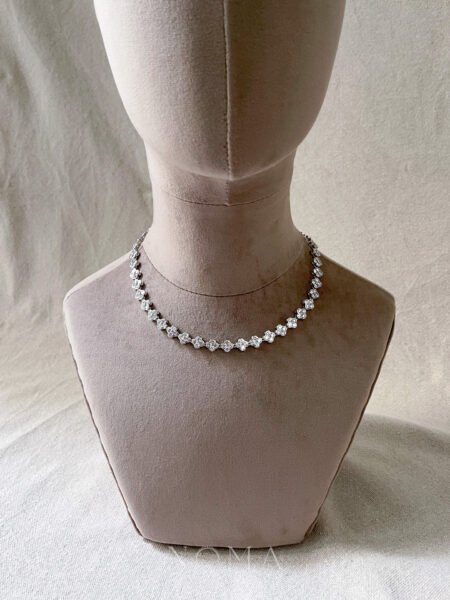 Four Round Clover Choker - Rhodium White Gold