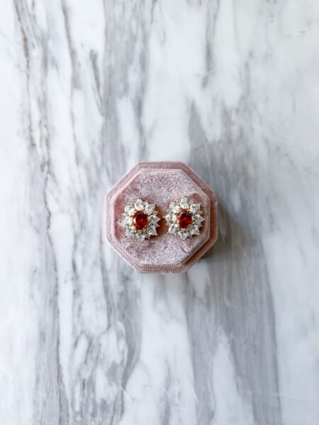 Oval Shine Earrings - 18k Yellow Gold, Ruby