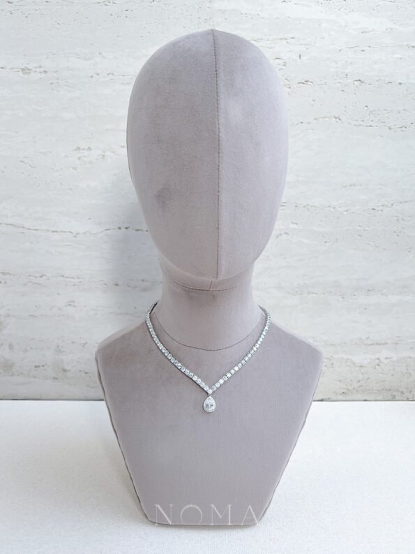 DJW-202200020-V-Round-025-ct-Tennis-Choker-with-Double-Bezel-Pear-Pendant-Necklace-Rhodium-White-Gold-1