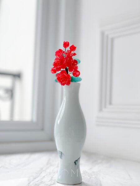 HS Red Hibiscus Hairpin - Gold, Red