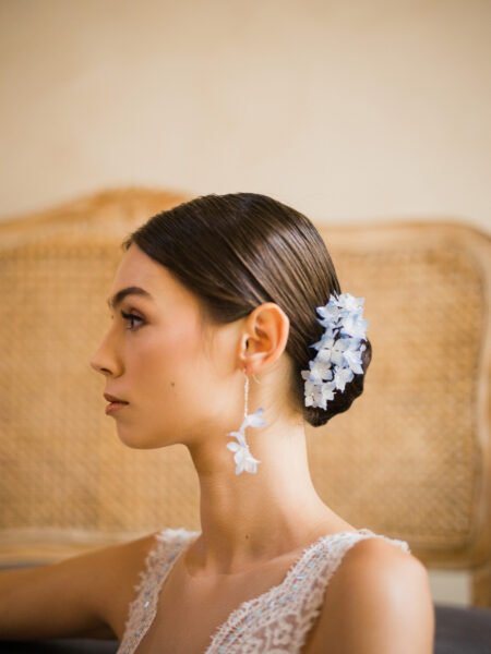 HS Blue Hydrangea Drop Earrings - Gold, Blue
